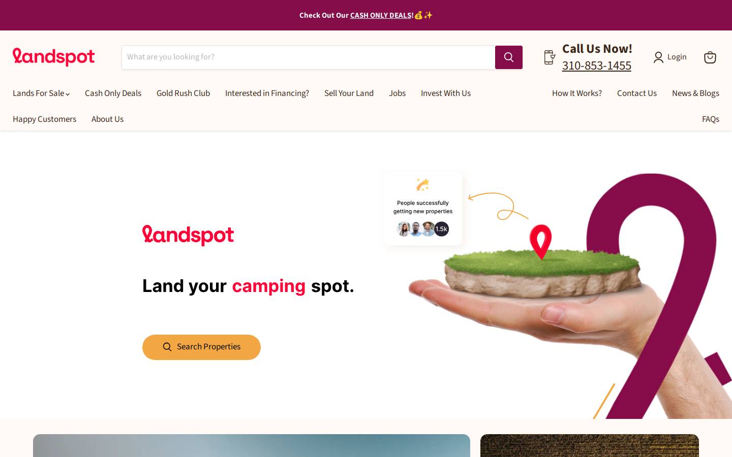Landspot homepage screenshot