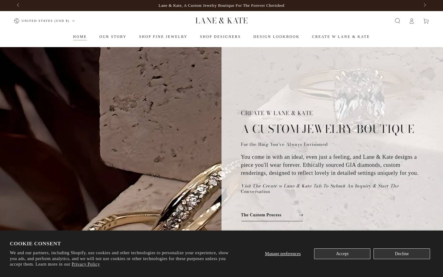 laneandkate.com homepage screenshot