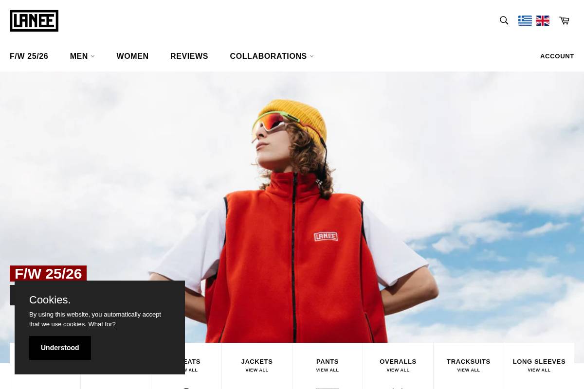 laneeclothing.com homepage screenshot
