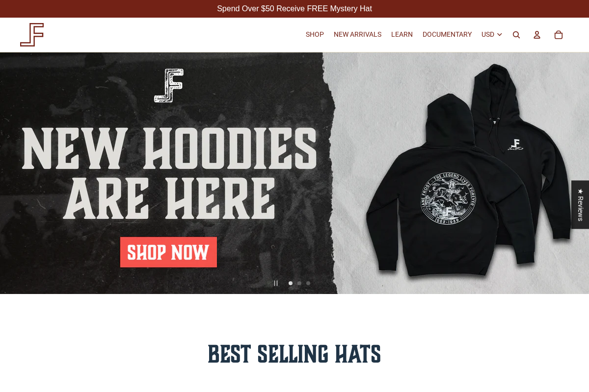 Lane Frost Brand homepage screenshot