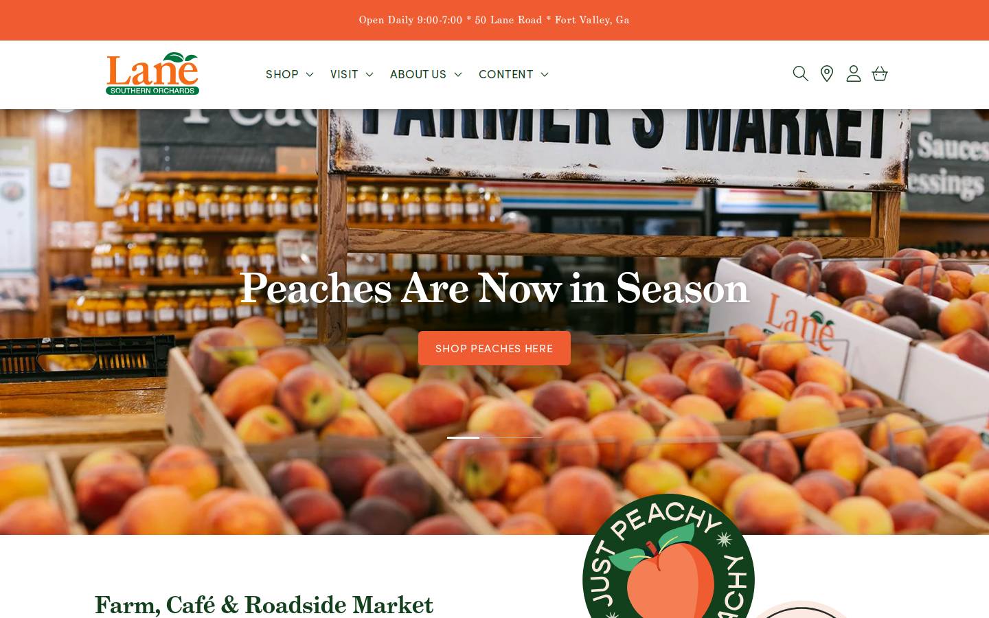 Lane Southern Orchards homepage screenshot