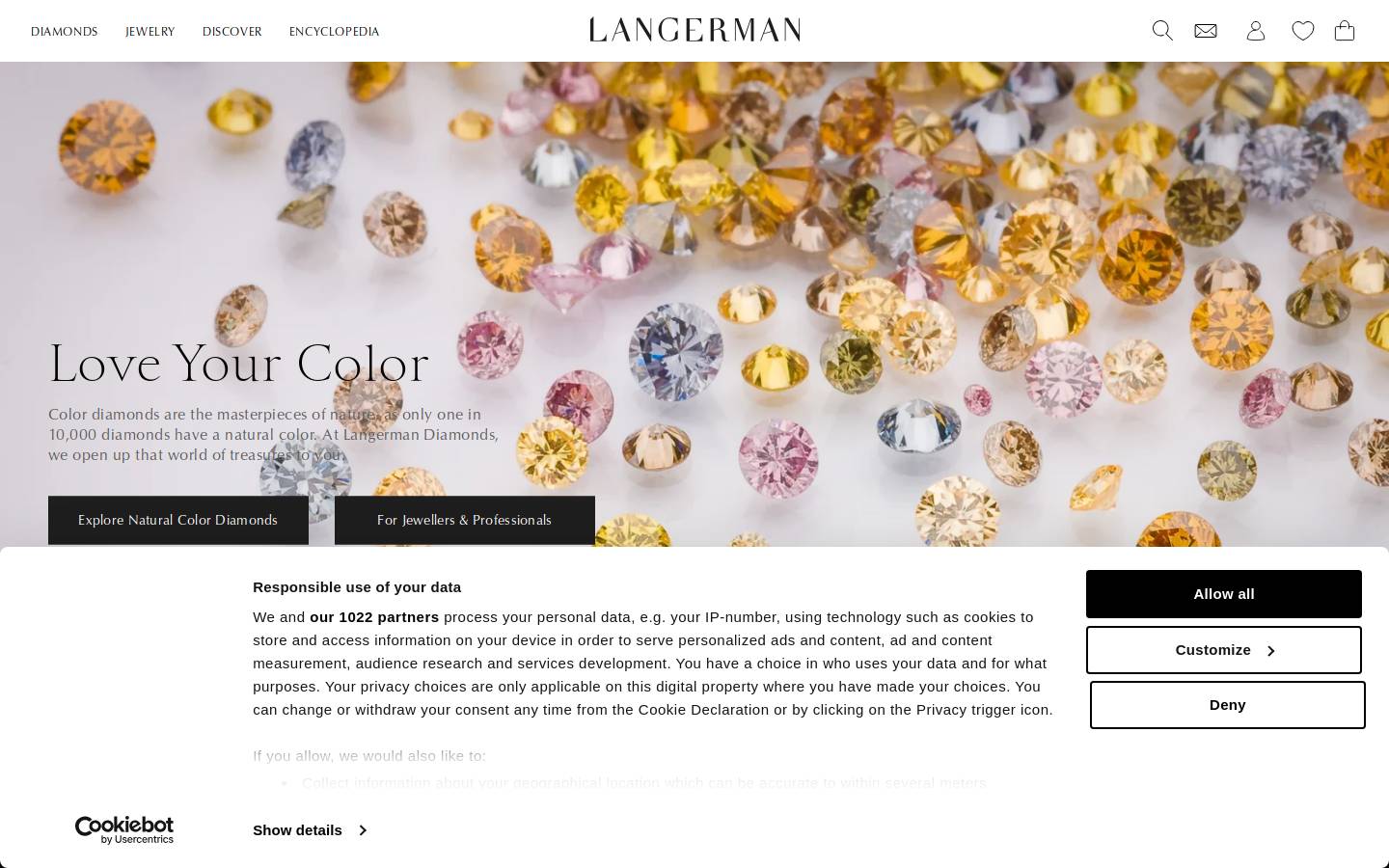 Langerman Diamonds homepage screenshot