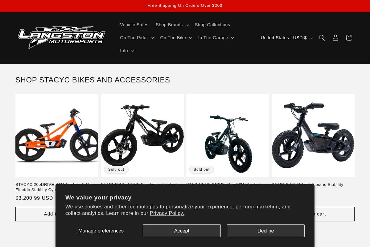 Langston Motorsports homepage screenshot