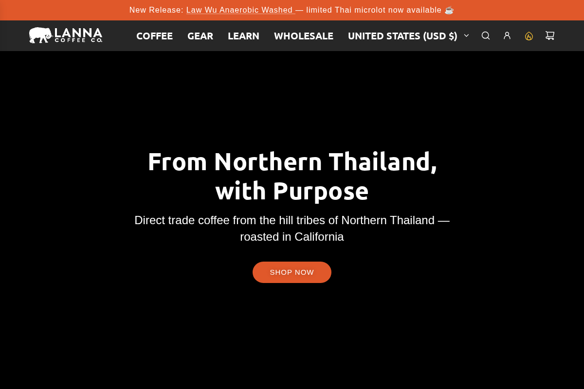 lannacoffeeco.com homepage screenshot