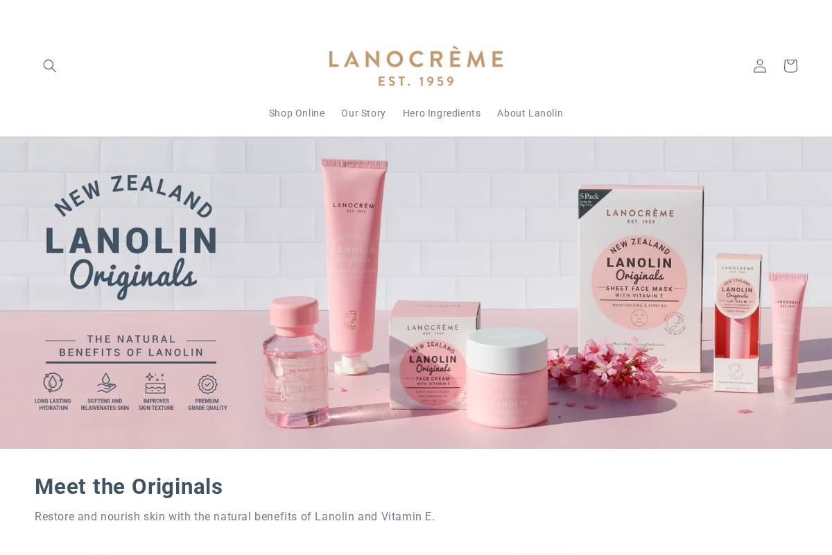 lanocreme.com homepage screenshot