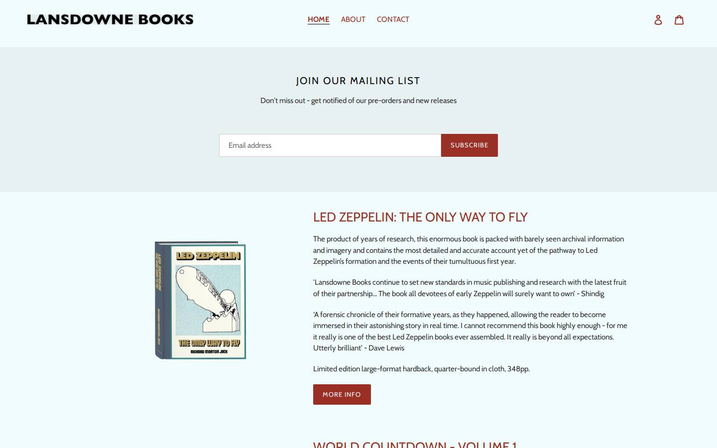 lansdownebooks.com homepage screenshot