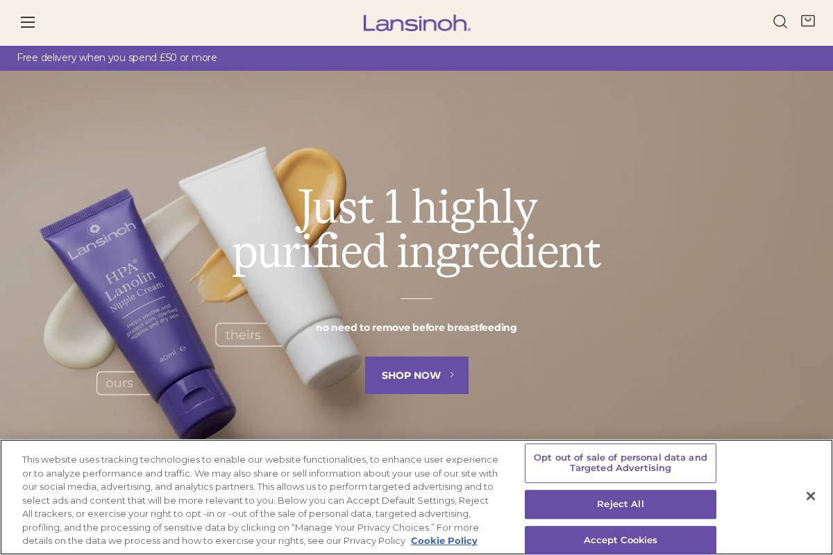 lansinoh.co.uk homepage screenshot