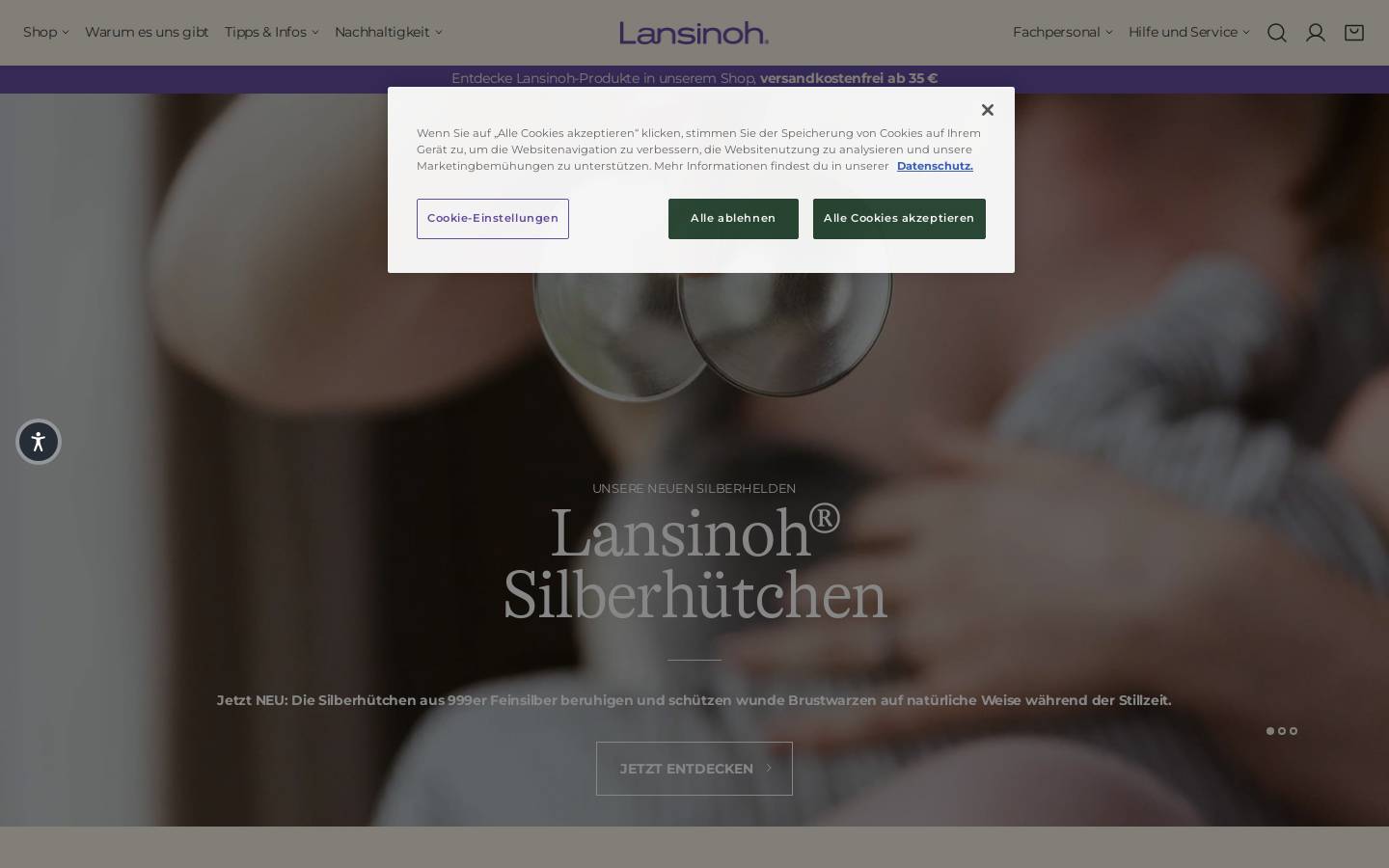 lansinoh.com homepage screenshot