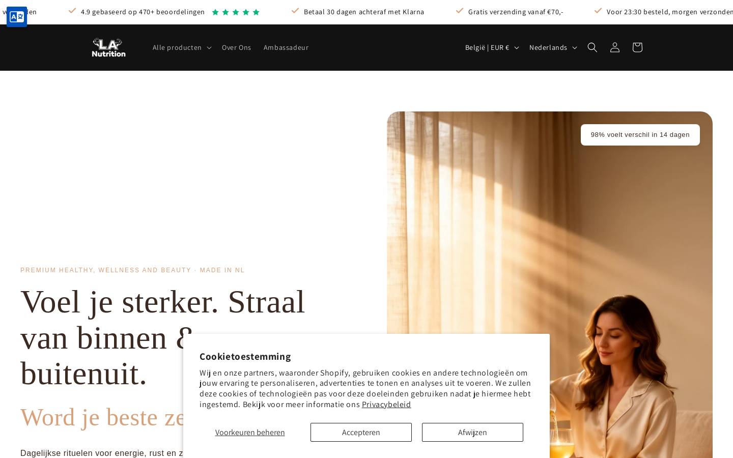 LA Nutrition homepage screenshot