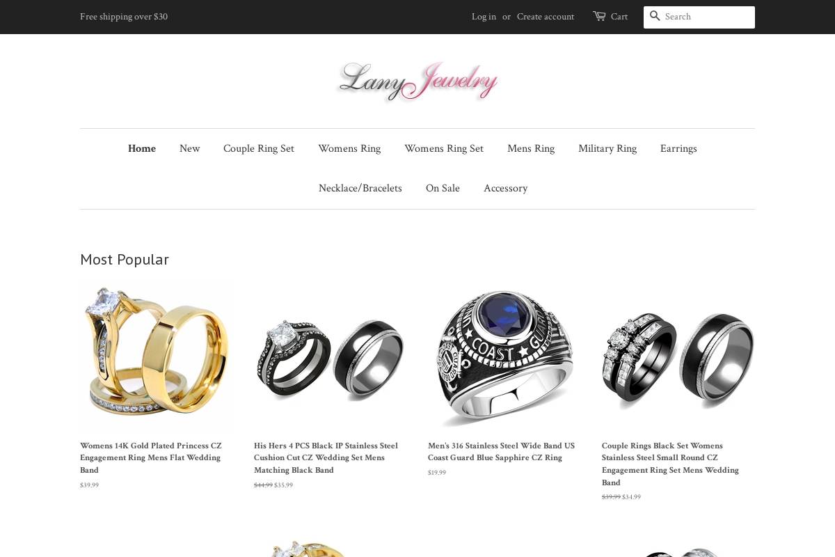lanyjewelry.com homepage screenshot