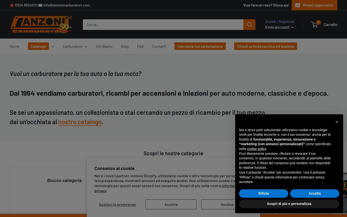 Lanzoni Carburatori SRLS homepage screenshot