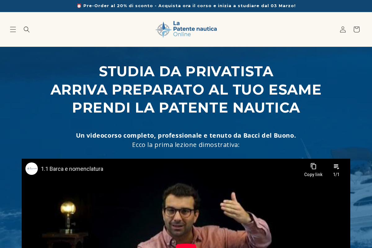 La Patente Nautica Online homepage screenshot