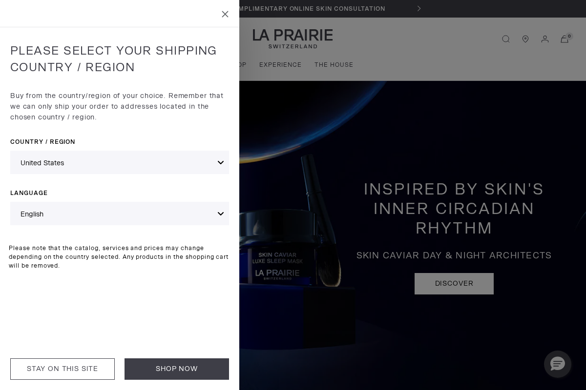 La Prairie homepage screenshot