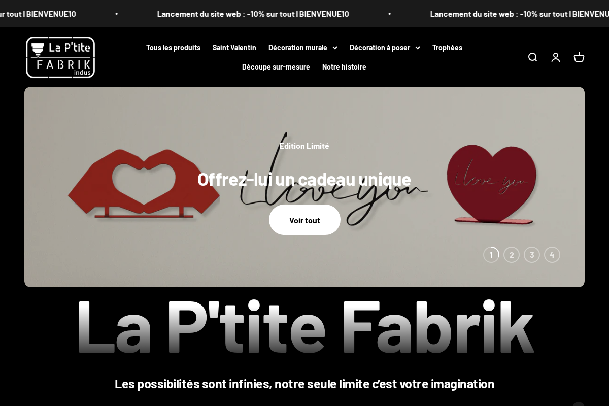 La P'tite Fabrik homepage screenshot