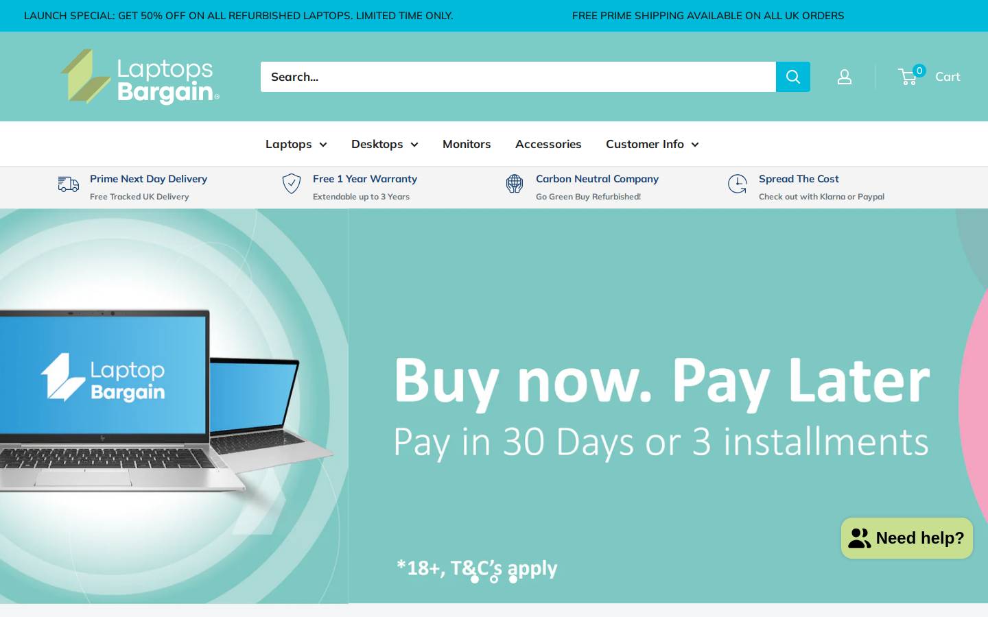 laptopbargain.co.uk homepage screenshot