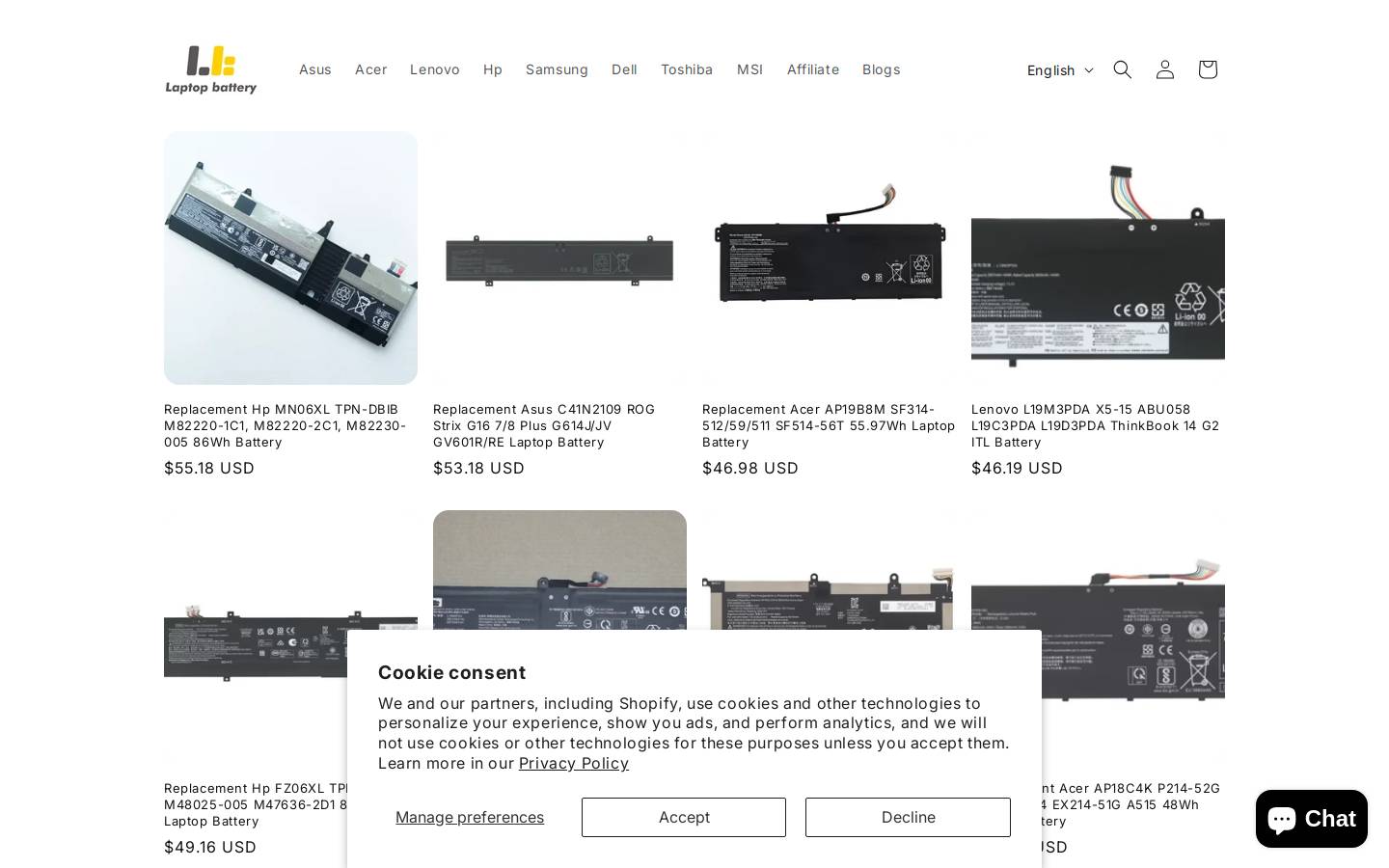 laptopbatteryshoppe.com homepage screenshot