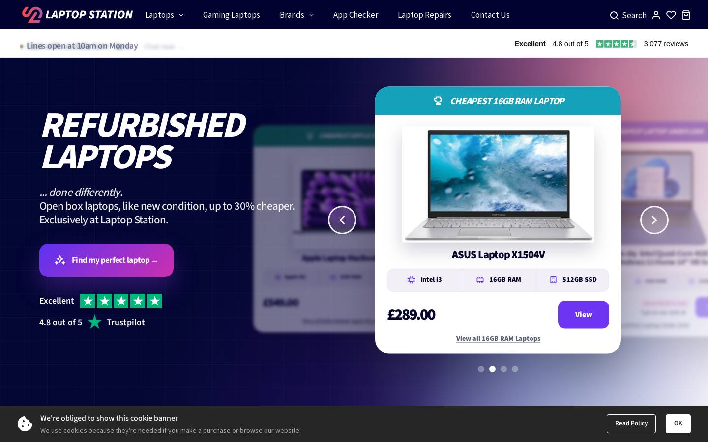 Laptop Station - Refurbished Laptops homepage screenshot