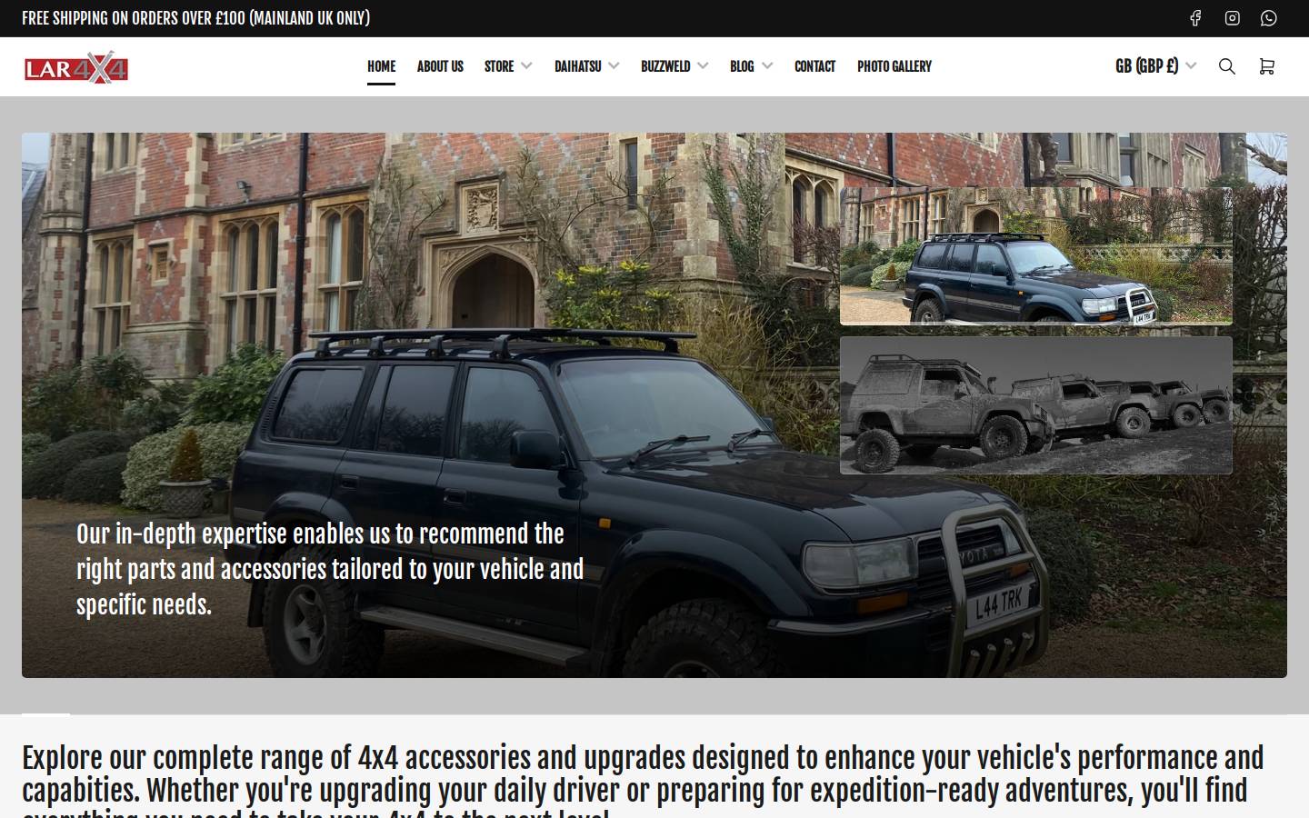lar4x4.com homepage screenshot