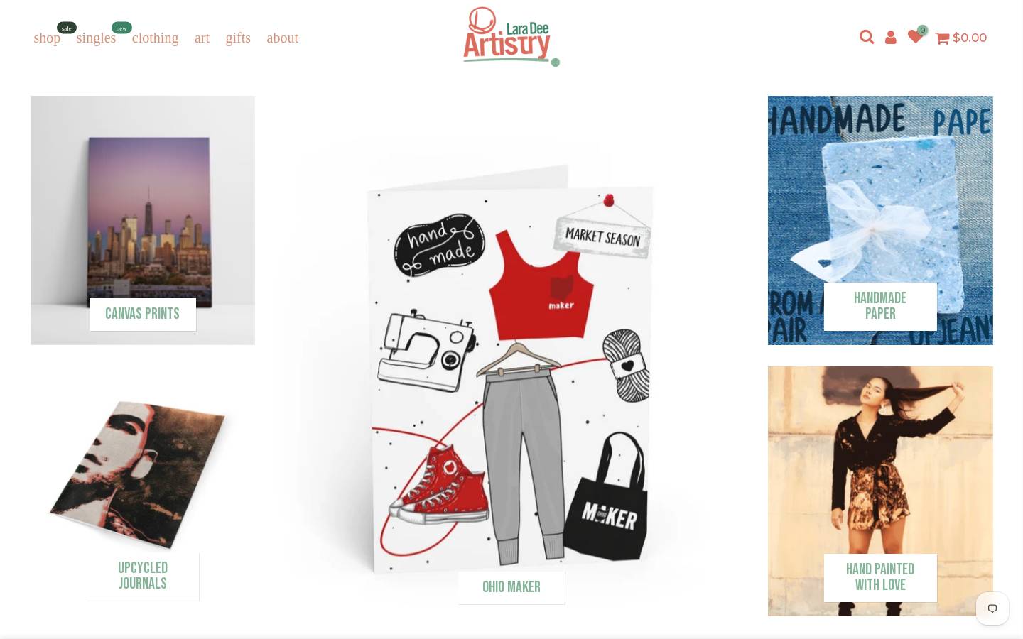 laradeeartistry.com homepage screenshot