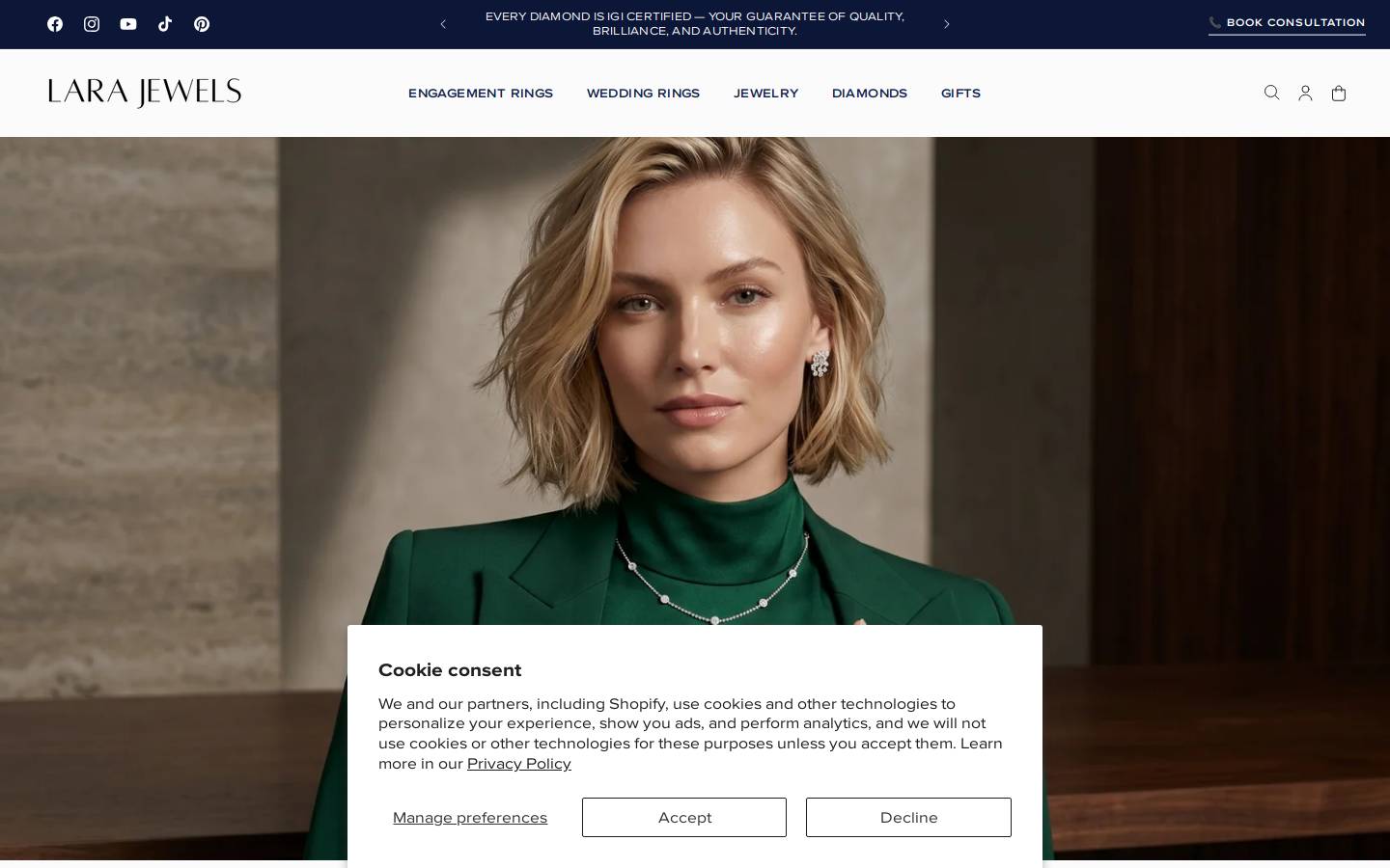Larajewels homepage screenshot