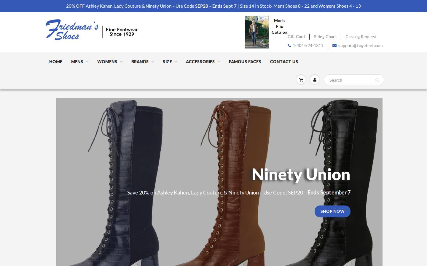 Friedman's Shoes homepage screenshot