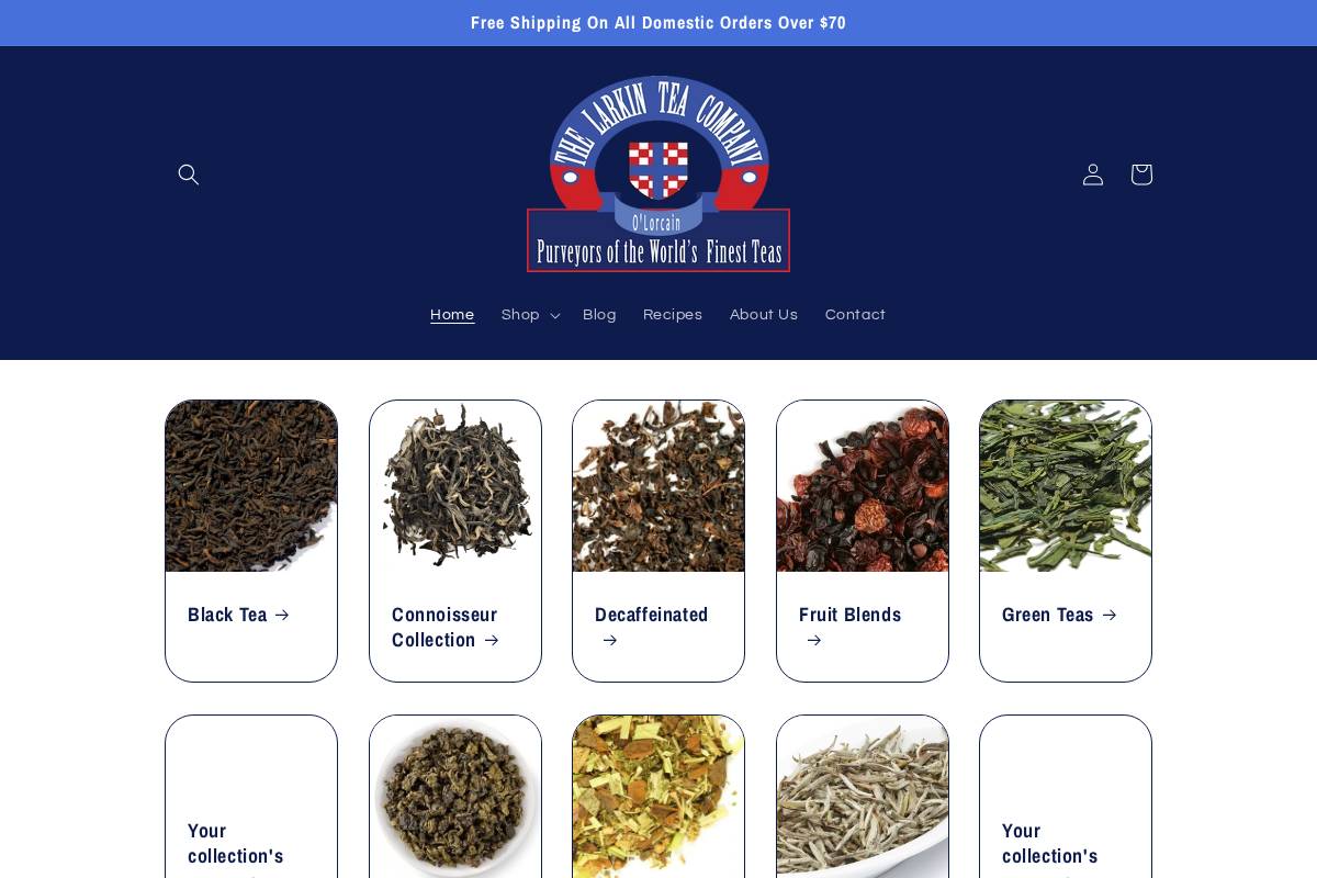 larkintea.com homepage screenshot