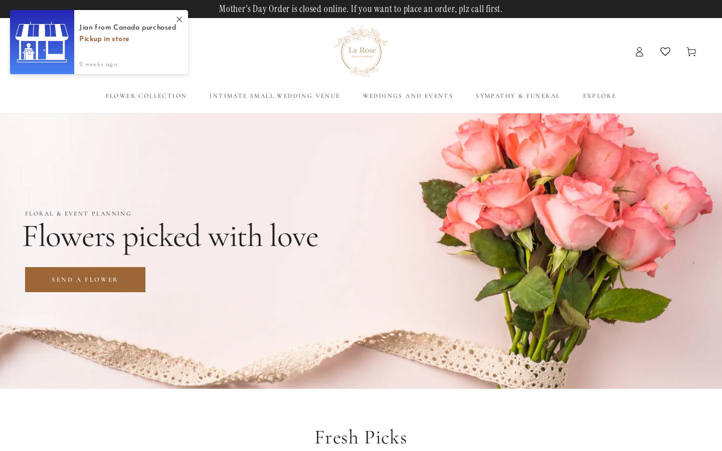 larosefleur.ca homepage screenshot