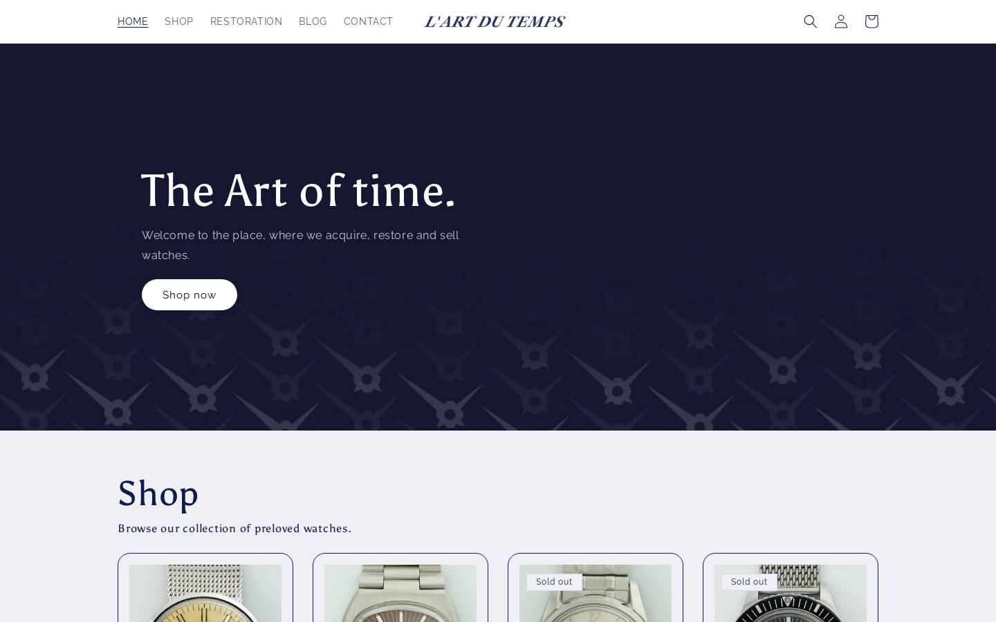 lartdutemps.be homepage screenshot
