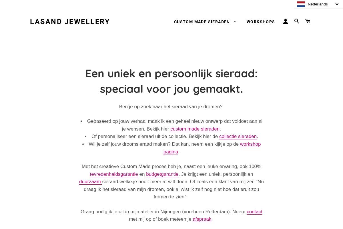 lasandjewellery.com homepage screenshot