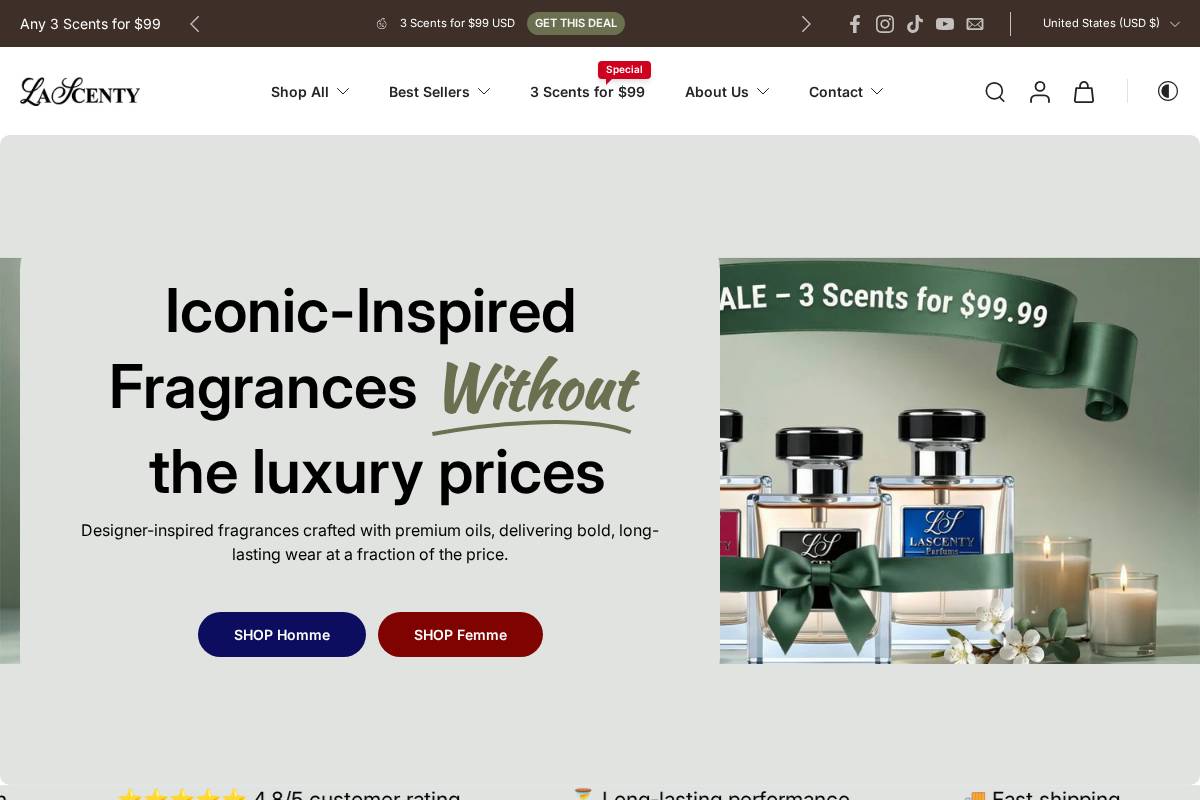 lascenty.com homepage screenshot