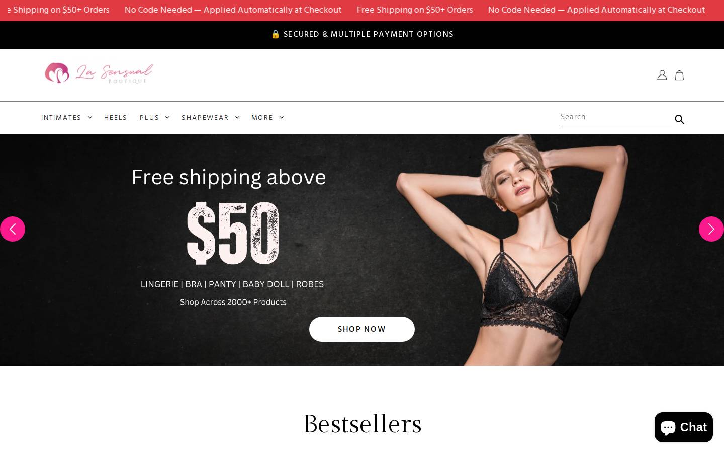 lasensualboutique.com homepage screenshot
