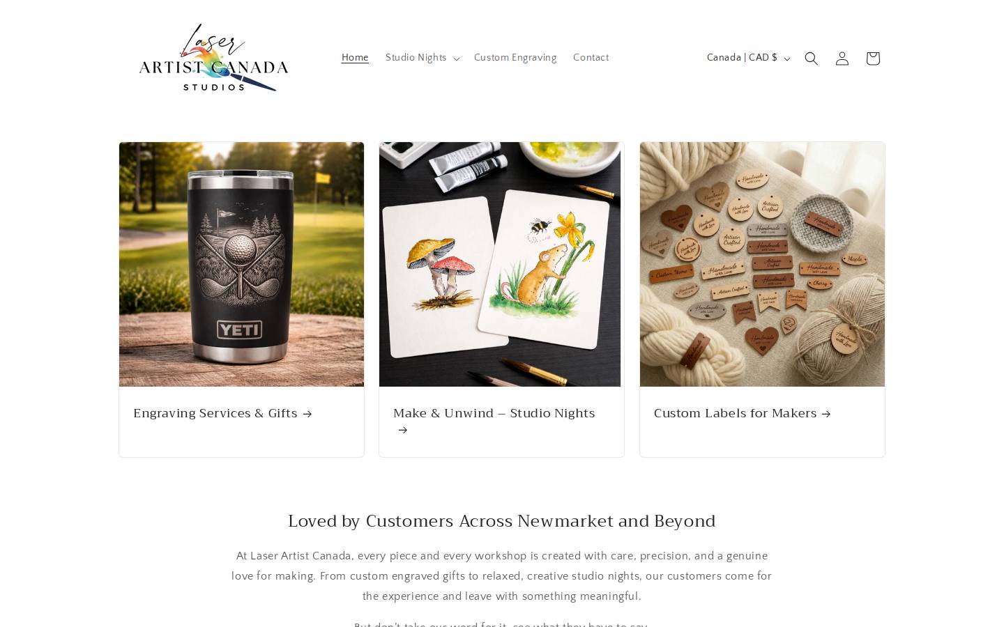 laserartistcanada.com homepage screenshot