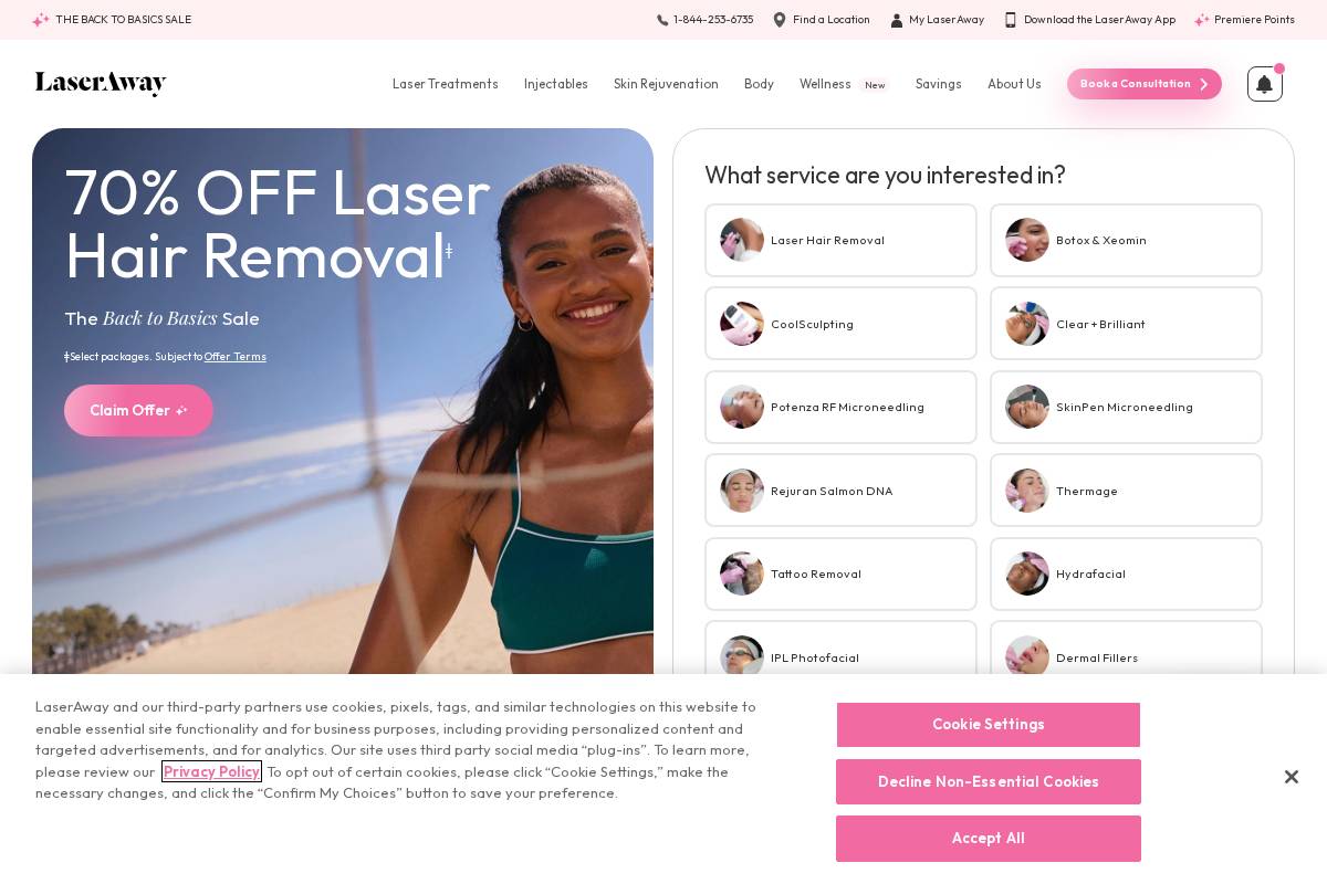 laseraway.com homepage screenshot