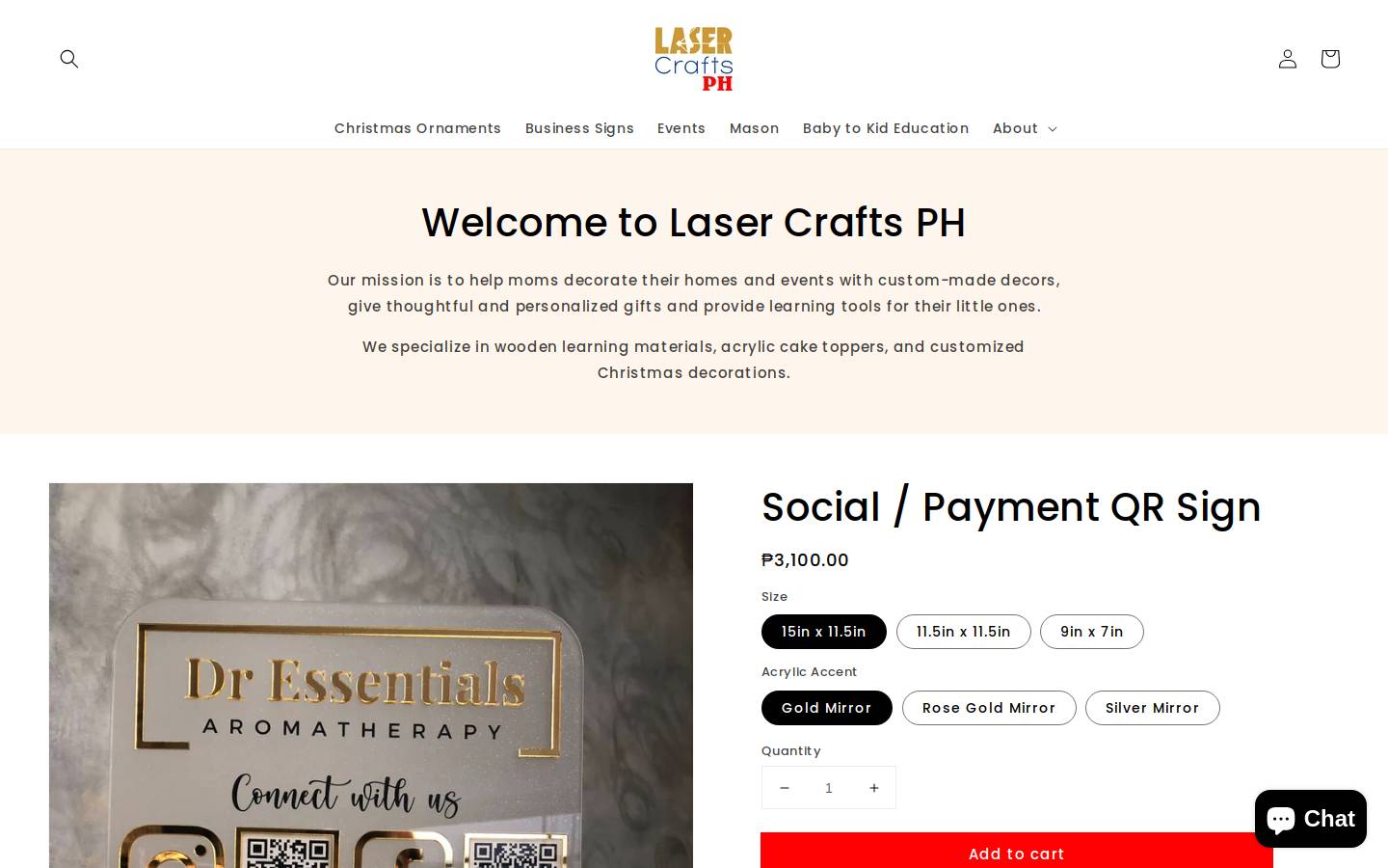 lasercraftsph.com homepage screenshot