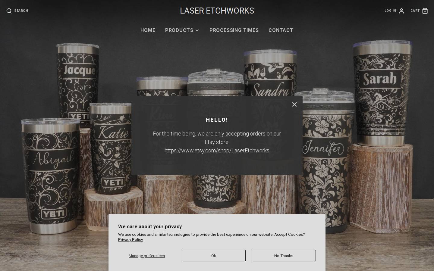 laseretchworks.com homepage screenshot
