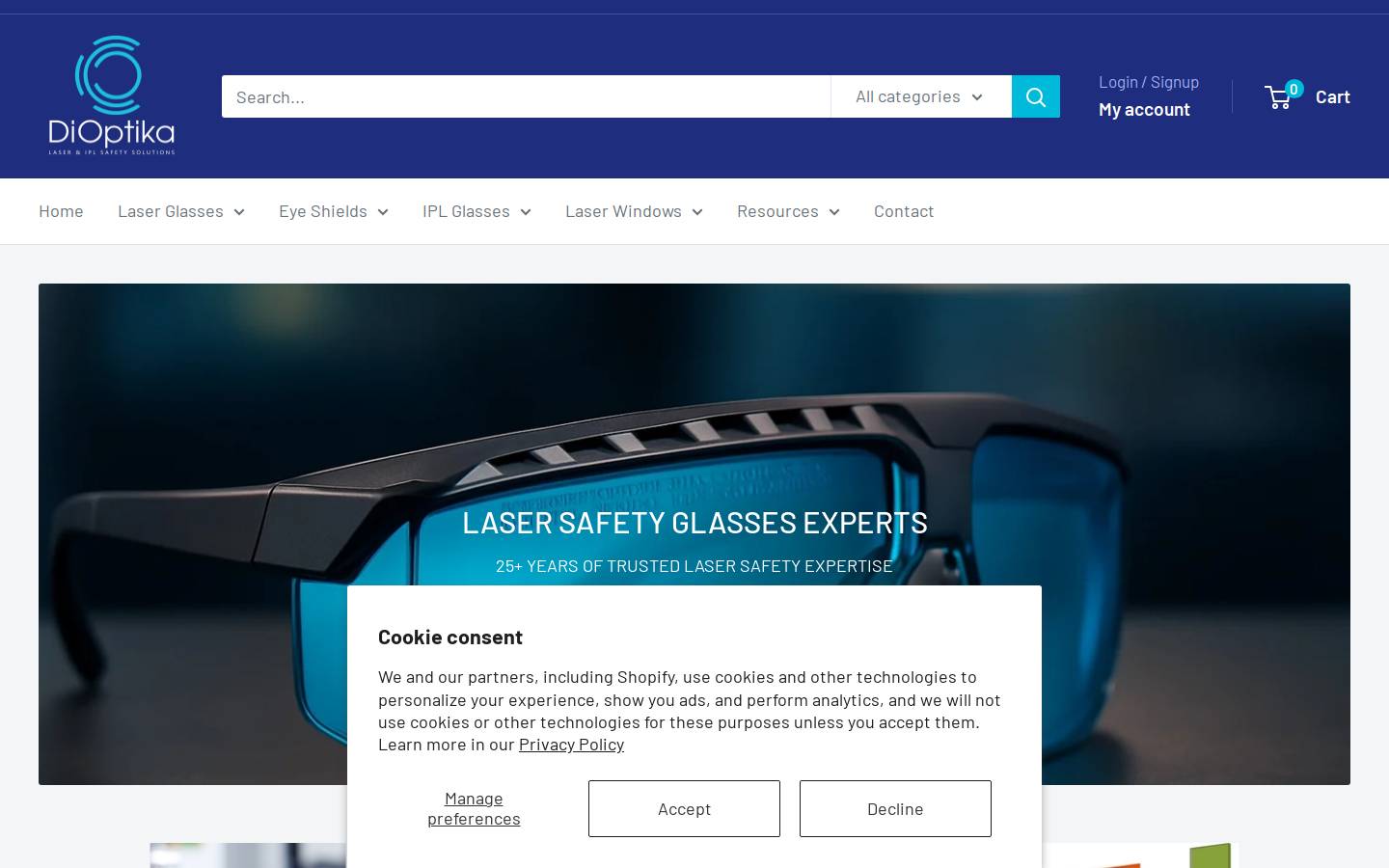 laserglasses.com.au homepage screenshot