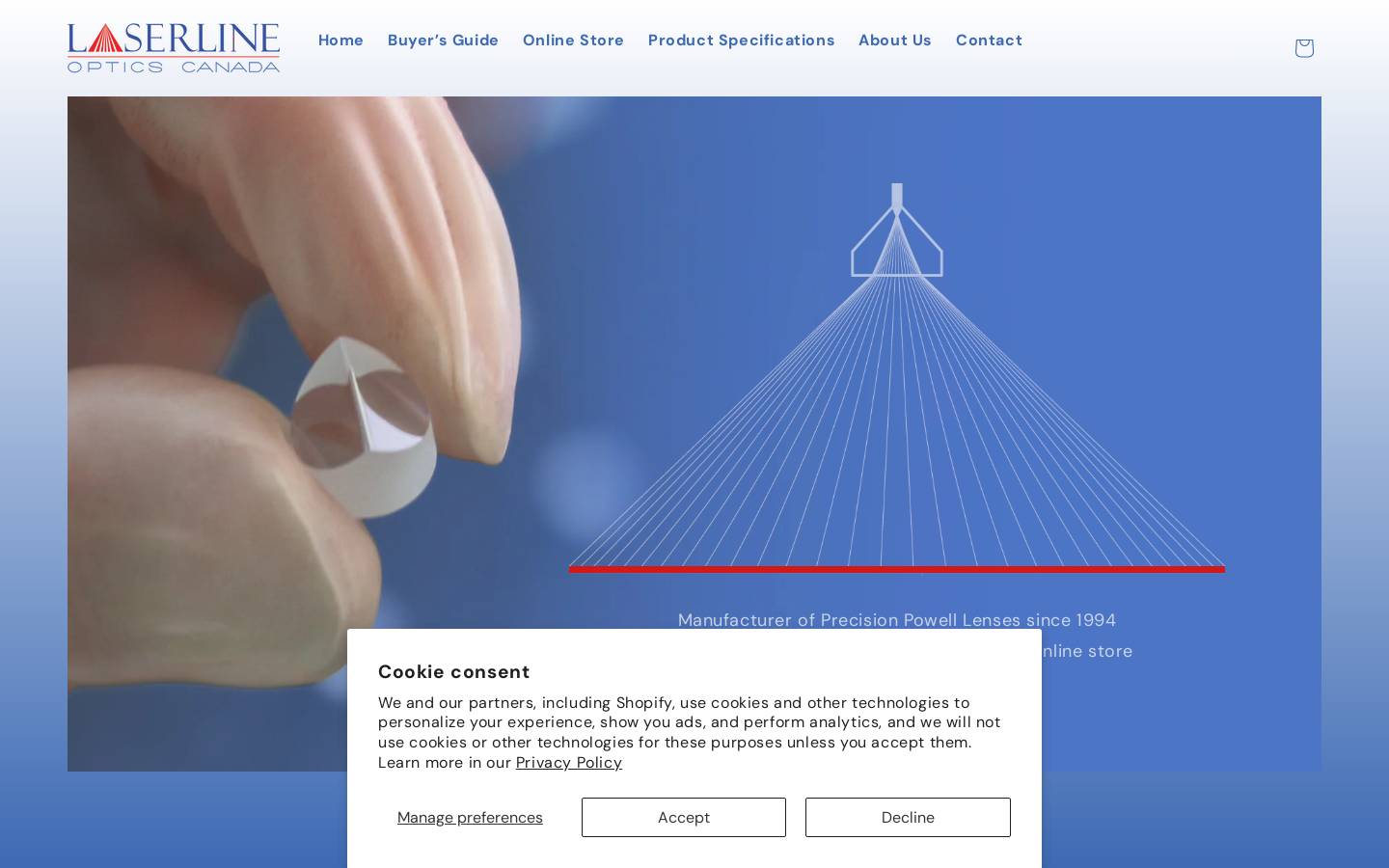 laserlineoptics.com homepage screenshot