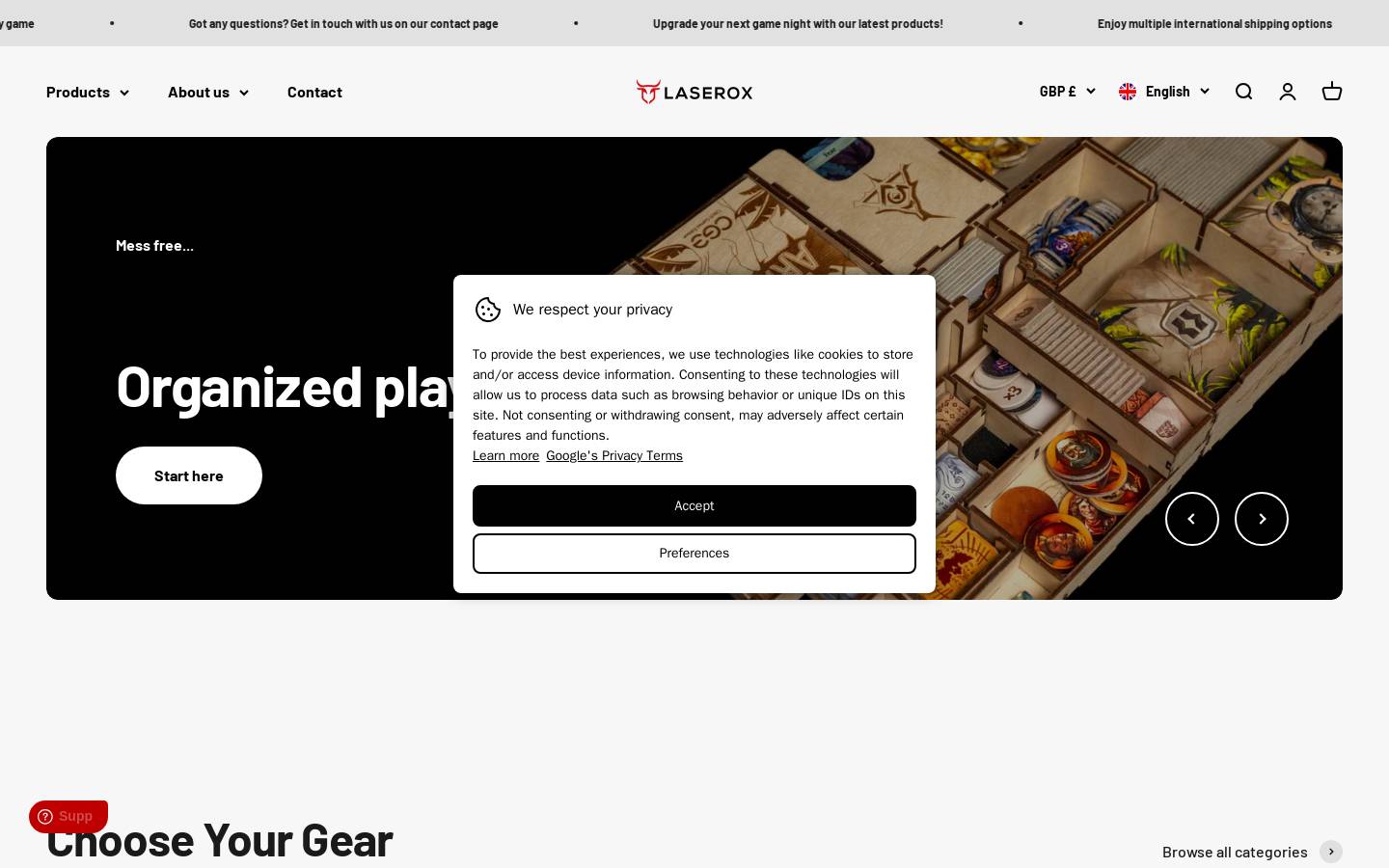 Laserox homepage screenshot