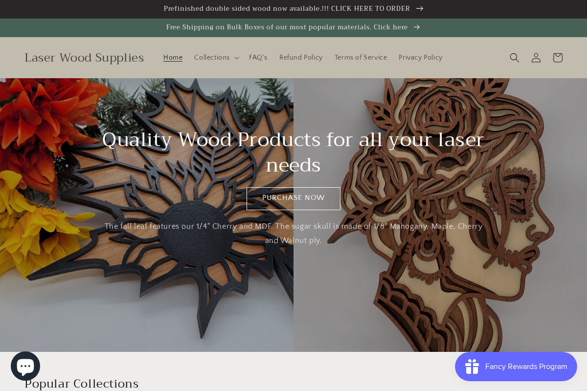 Laser Wood Supplies homepage screenshot