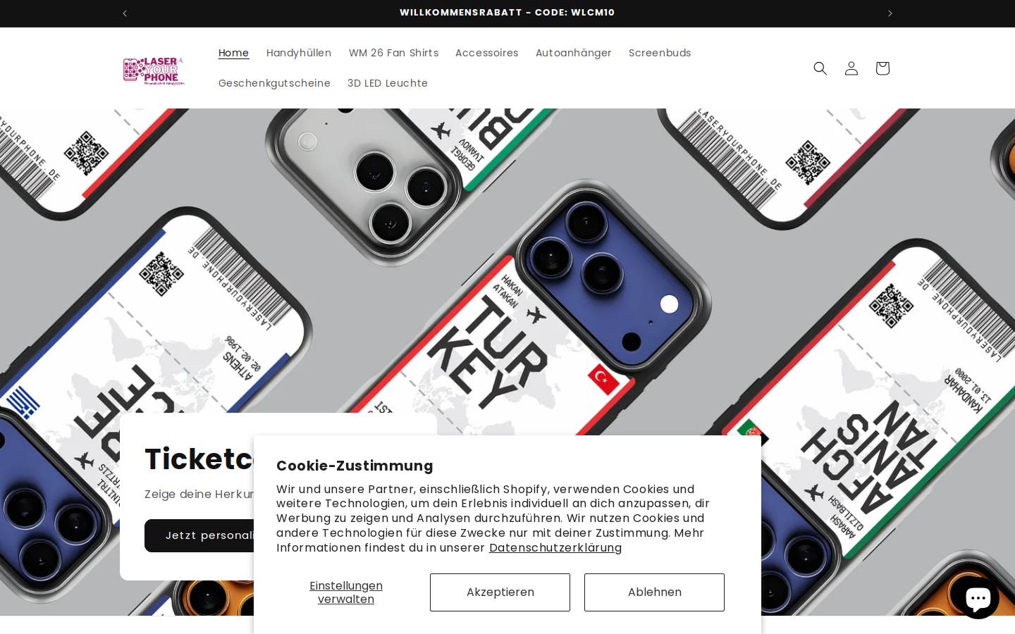 Laseryourphone homepage screenshot