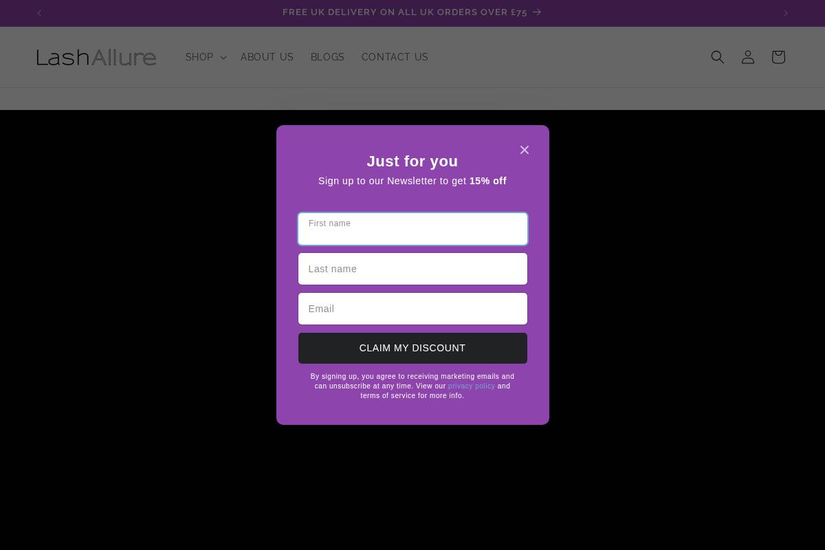Lash Allure homepage screenshot