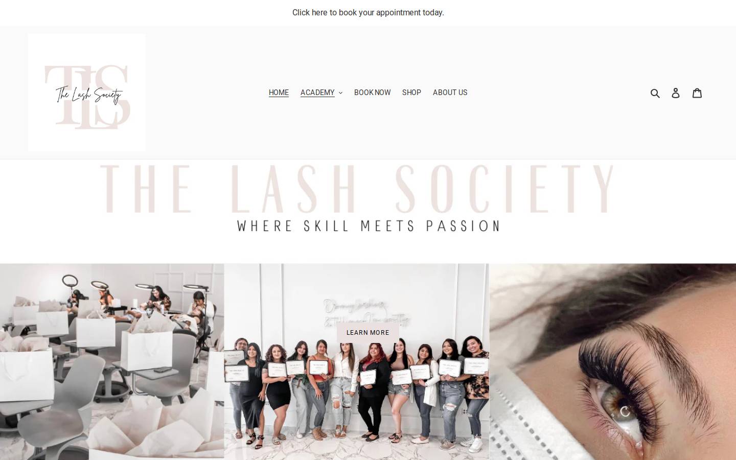 lash-society.com homepage screenshot
