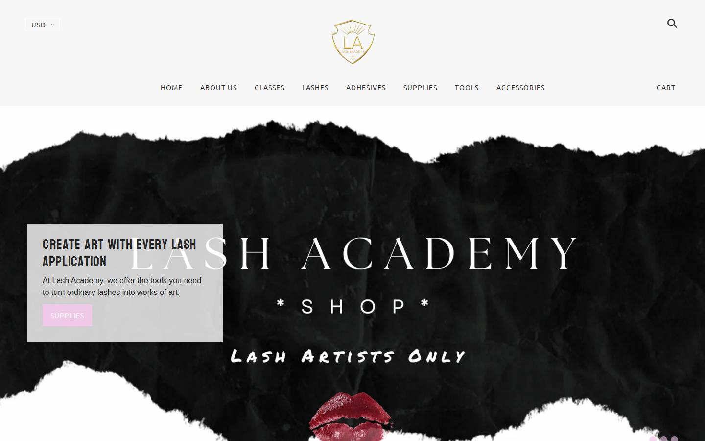 lashacademy.shop homepage screenshot