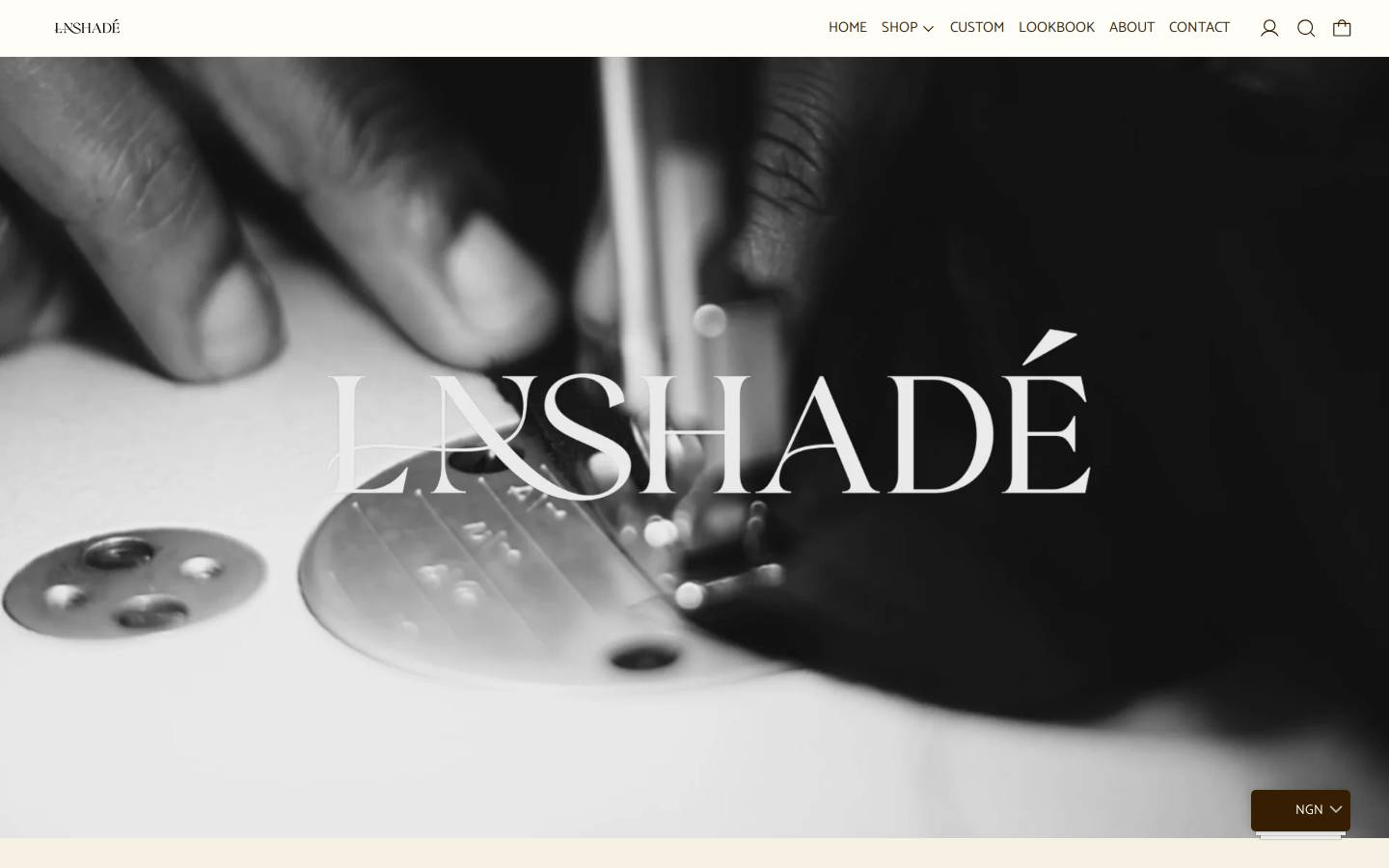 lashadedesigns.com homepage screenshot