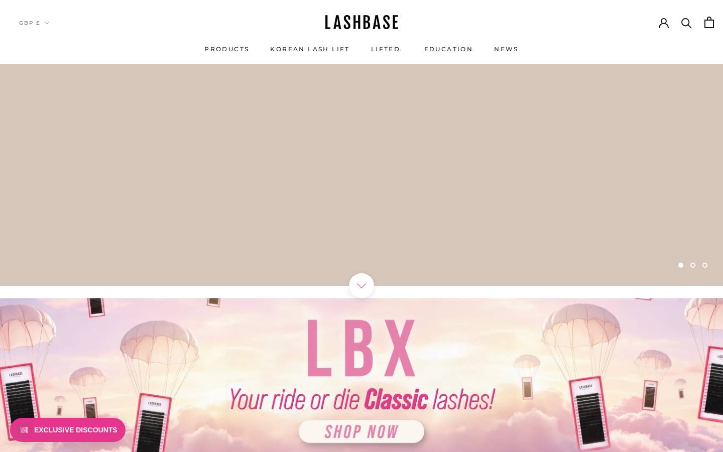 LashBase homepage screenshot