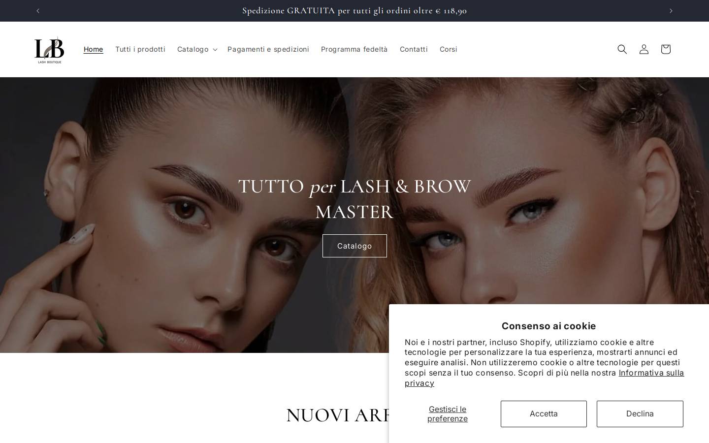 lashboutique.it homepage screenshot