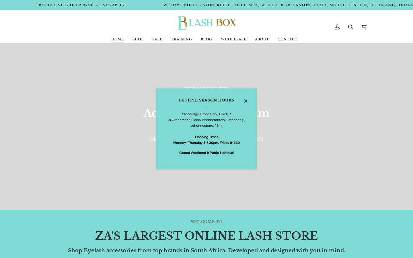 Lashbox homepage screenshot