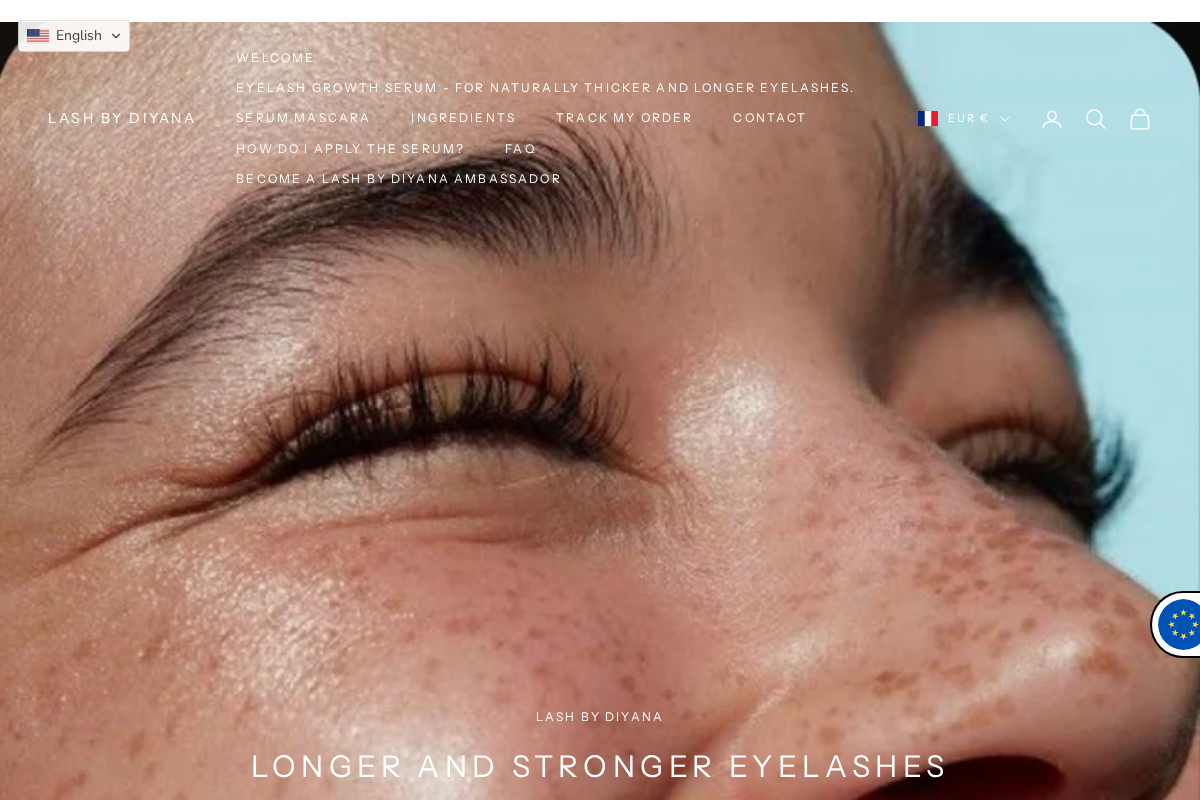 Lashbydiyana homepage screenshot