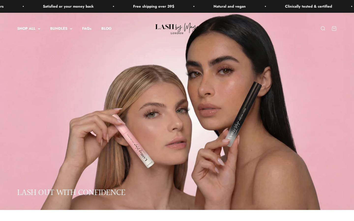 LASH BY MAYA homepage screenshot