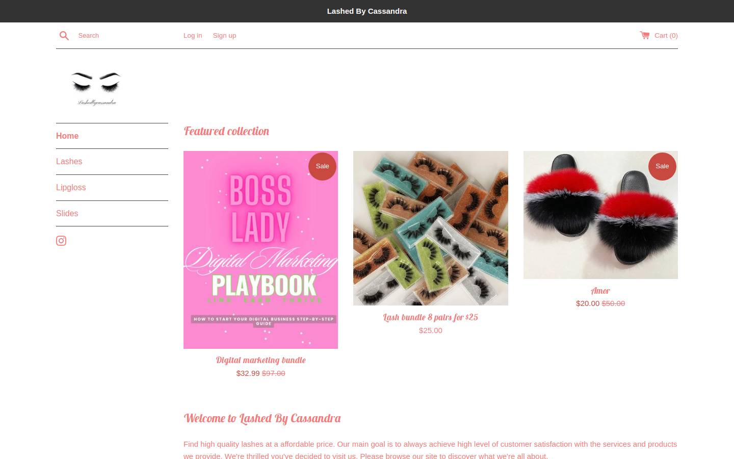 lashedbycassandra.com homepage screenshot